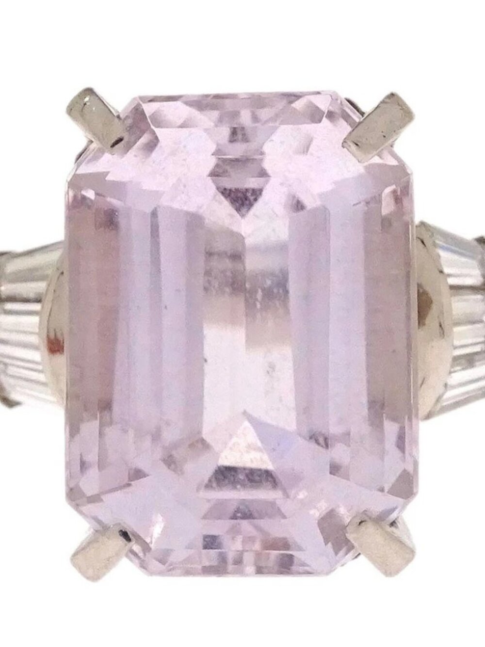 Ring Pt900 Silver Pink Color Stone Diamond #52 Jewelry